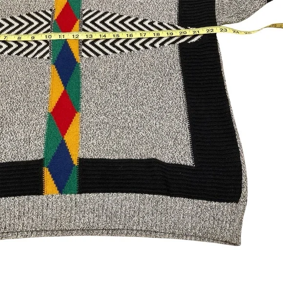 Vintage 80’s Geometric Sweater Rainbow Trippy Retro Grandpa Striped Men’s Large - Picture 5 of 6
